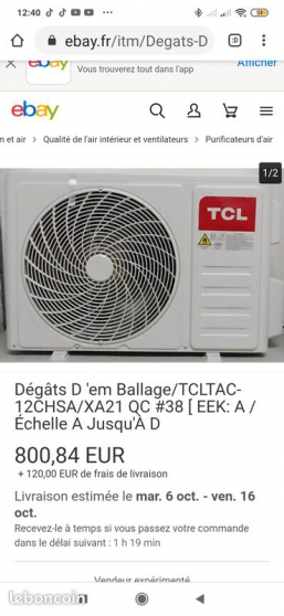 Climatiseur TCL modèle TAC-12CHSA