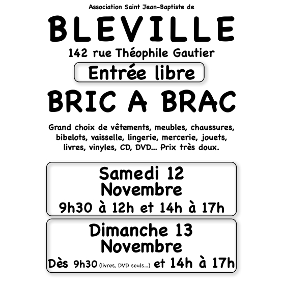 Annonce occasion, vente ou achat 'Grand bric a brac de Blville'