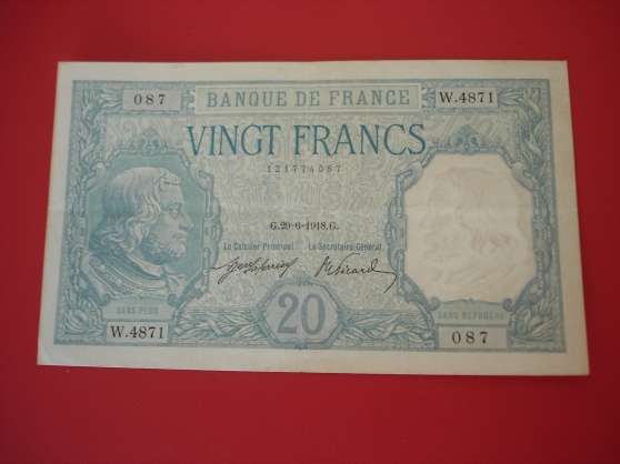 Annonce occasion, vente ou achat 'Billet 20 Francs BAYARD 29 juin 1918 ta'