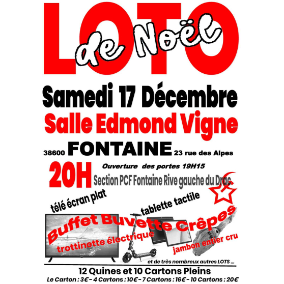 Annonce occasion, vente ou achat 'LOTO de Nol, 17 dcembre 2022, Fontaine'