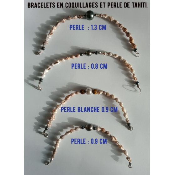 Annonce occasion, vente ou achat 'Bracelets en coquillages + perle Tahiti'