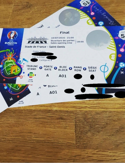 Annonce occasion, vente ou achat '4 x UEFA Euro 2016 Final Tickets'