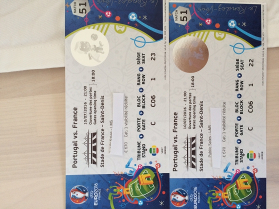 Annonce occasion, vente ou achat 'FINALE EURO 2016'
