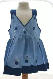 petite robe vintage coton bleu 2 ans