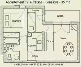 Loue T2 + cabine Bonascre (Ariège)