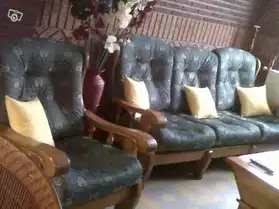 canape en chêne + 2 fauteuils