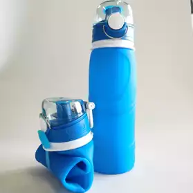 Folding silicone camping water bottle