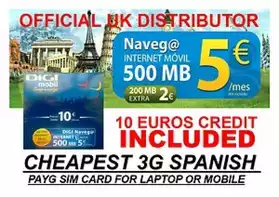 Spanish 3G SIM Prepaid.10 ¬ credit inc.