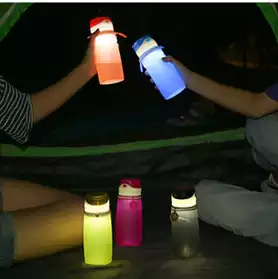 Camping light filter water bottle