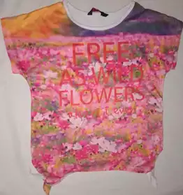 T-shirt motifs fleurs fille 8ans noeud