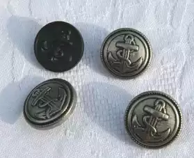 4 boutons anciens ancre de marine