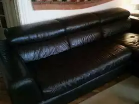 Canapé d'angle en cuir noir