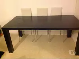 Table de salon noir en bois/8 personnes