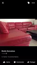 Canapé d'angle en cuir rouge