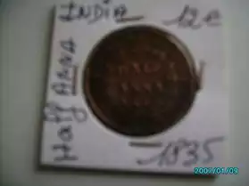 monnaie half anna , 1835
