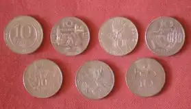 Lot de 7 pièces de 10 Francs
