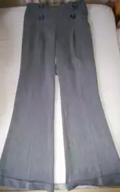Pantalon patte d'eph' à bretelle gris