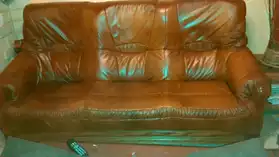 Canapé cuir marron bois chêne