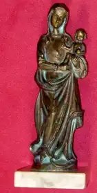 Vierge à l'enfant en bronze massif