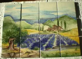 Fresque faïence peinte main - lavande