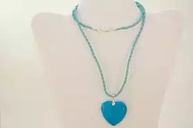 collier coeur en turquoise