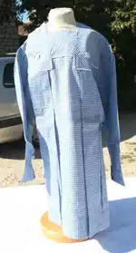 blouse coton vichy bleu et blanc vintage