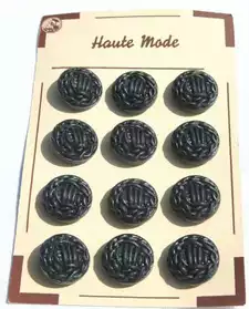 boutons anciens noir plaque de 12, neuf
