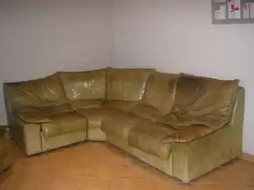 Canapé d'angle cuir + un fauteuil