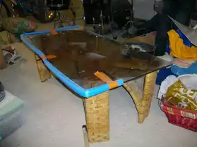 table basse plateau verre