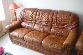 Vente canapé + fauteuils en cuir