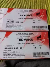 2 places pour concert de Beyoncé