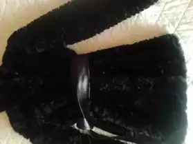 manteau 3/4 imitation fourrure noir