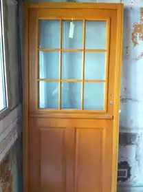 Porte d"entrée bois vitrée ( neuf )