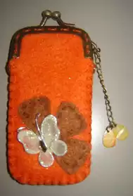 Porte monnaie feutrine orange