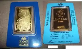 50 gramme lingot d'or 999,9 PAMP Suisse