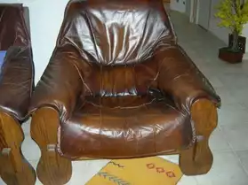 1 fauteuil cuir marron cozatier