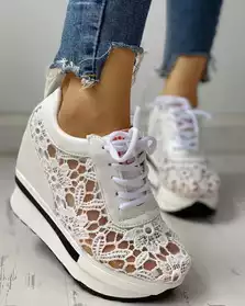 Dentelle Splicing Muffin Sneakers Casual