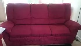 Canapé 3 places + 2 fauteuils rouge