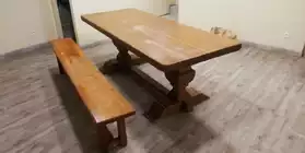 Table et banc en chêne massif style mona