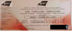 Ticket Vieilles Canailles concert Carré