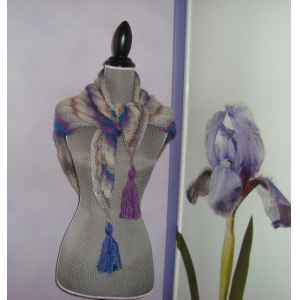 Châle Liseuse en laine gris bleu violet
