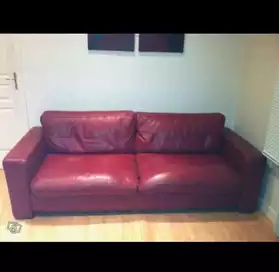 Canapé cuir 2 places rouge