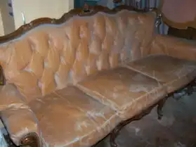 canapé cuir + 2 fauteuils