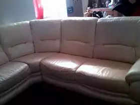 canapé d'angle en cuir beige