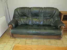 canapé + 2 fauteuils en cuir vachette