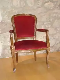 1 fauteuil Louis XV bois massif