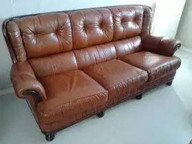 Canapé + 2 fauteuils cuir (190 euros)