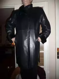 manteau cuir noir fourré Y. St Laurent