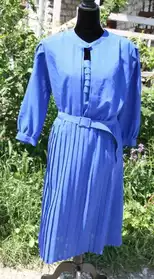 Robe vintage plissée habillée bleu
