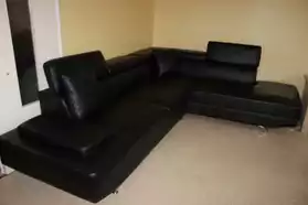 Canapé d'angle cuir noir